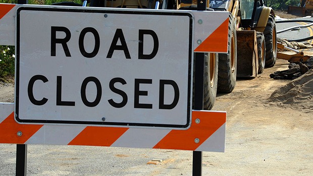 A road closed sign